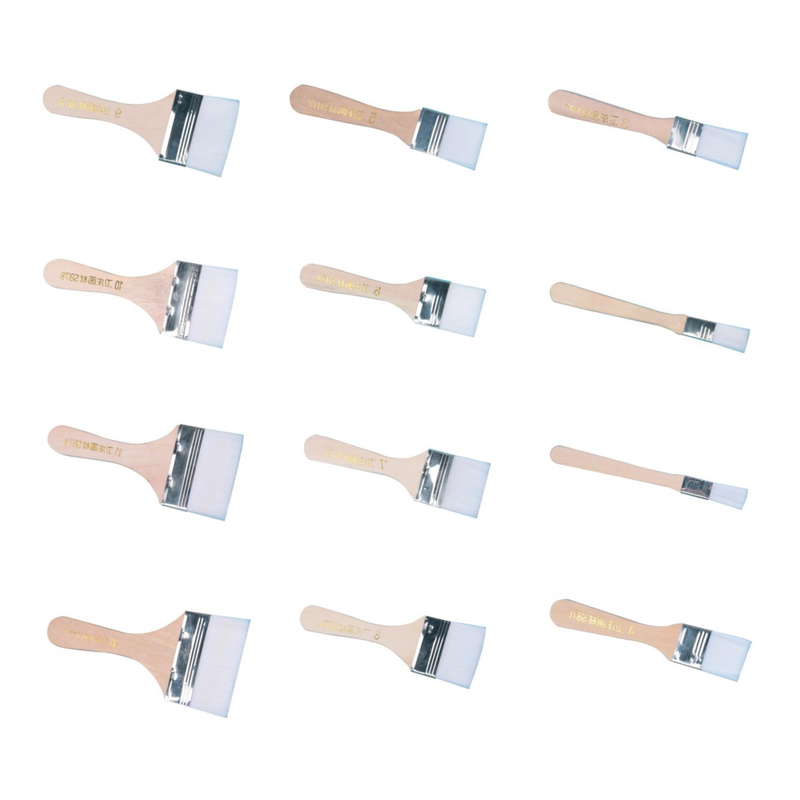 Professional Wide Flat Brush Collection 12Piece Smooth Application For Oil Varnishes Acrylic Paints Fine Art Painting