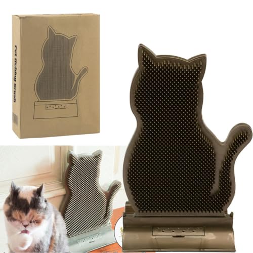 Image of Cat Corner Self Groomer Brush with Catnip - Soft Wall Scratcher and Grooming Brushes - Pet Self Massage Combs for Indoor Cats