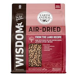 Earth Animal Wisdom Air Dried Dog Food | from The Land Recipe Premium Natural Dog Food | Venison, Beef, Bison | All Breeds & Ages | Made in The USA | 2 Pound Bag