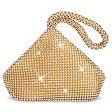 JIAN YA NA Fashion Women Rhinestone Trihedral Clutch Evening Bag Bling Zipper Wedding Purse