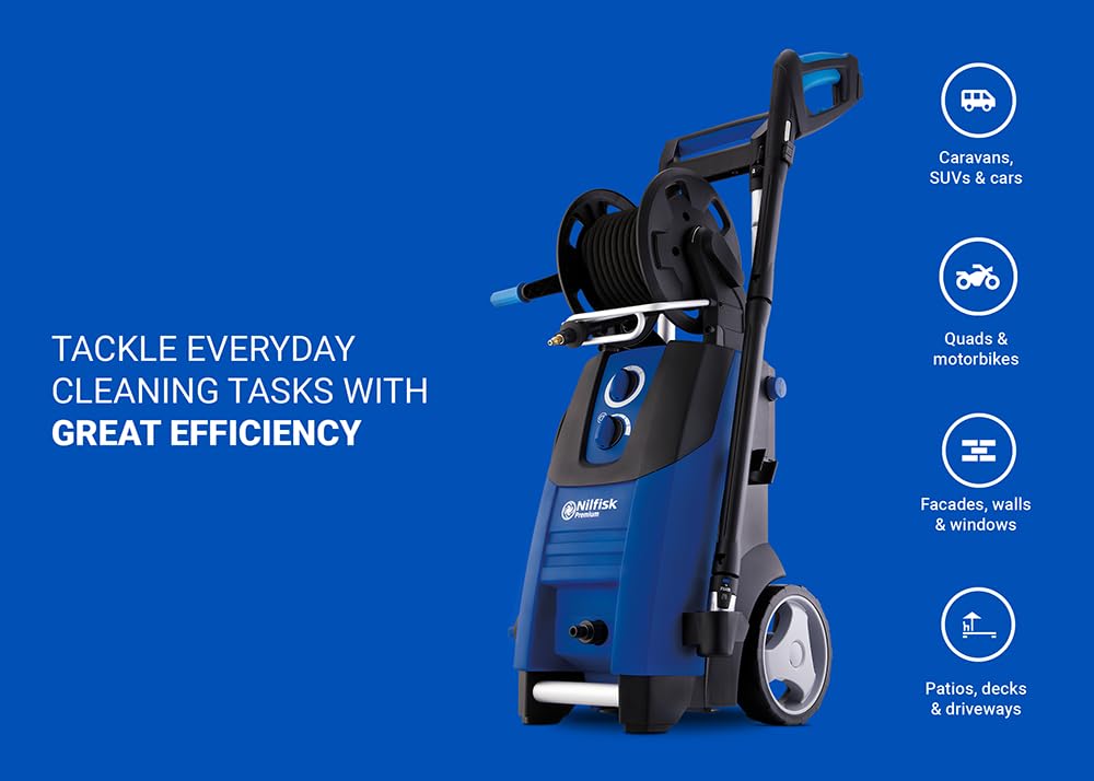 Idropulitrice Nilfisk Premium 180 Bar - Idropulitrice ad Alte Prestazioni + Super Foam Sprayer - per Terrazze di Grandi Dimensioni e Automobili (2900 W)