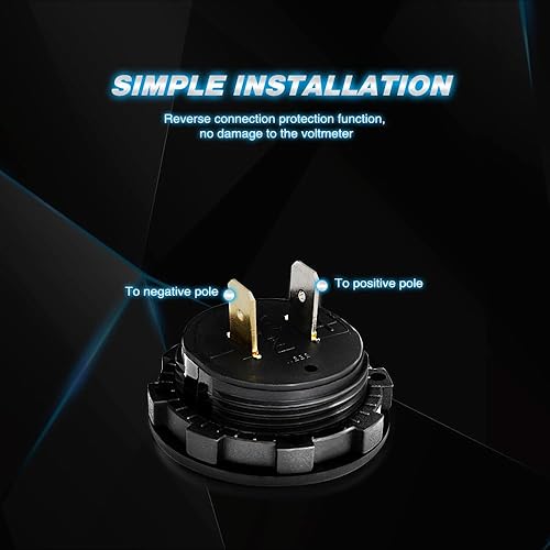 Miniatura 4 de Nilight Panel de voltímetro de pantalla digital LED de 12 V CC, impermeable, panel redondo digital, medidor de voltios para barco, vehículo marino,