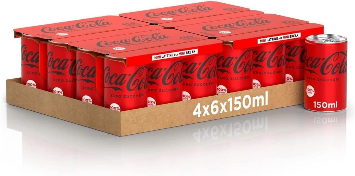 Italian Gourmet Cola Zero Zucker Mini Dosen 48 x 150 ml koffeinhaltiges Erfrischungsgetränk ohne Zucker kalorienarm Vorratspack Snacks Party Büro + Italian Gourmet Polpa