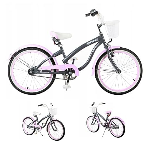 Barncykel flicka Cruiser 20 tum 6 färger fotbroms av Lux4kids grå rosa 01