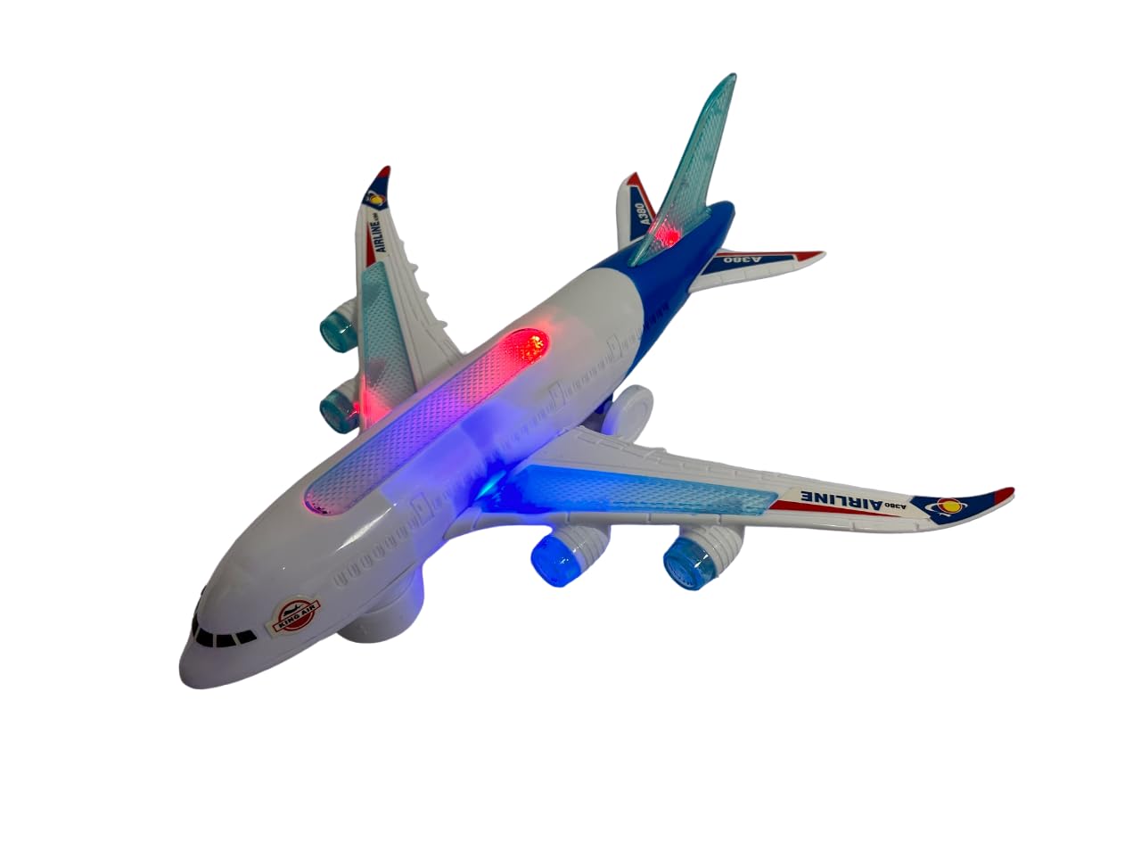 Generic Jumbo Jet Samolot zabawka ze światłami, dźwiękami i ruchem - kompatybilny z Airbus 380 Boeing - 30 cm - unisex dzieci 3+