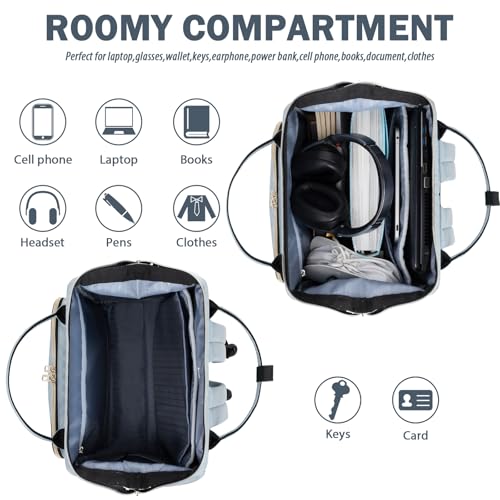 Image of VANKEAN 17 Inch Laptop Backpack for Women Fashion Computer Work Bag, Large Capacity Waterproof, Daypack Business Travel Backpack, Light Blue