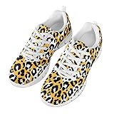 HUGS IDEA Baskets de course élégantes pour homme et femme - Chaussures de sport confortables - Motif léopard, Guépard blanc, 35.5 EU