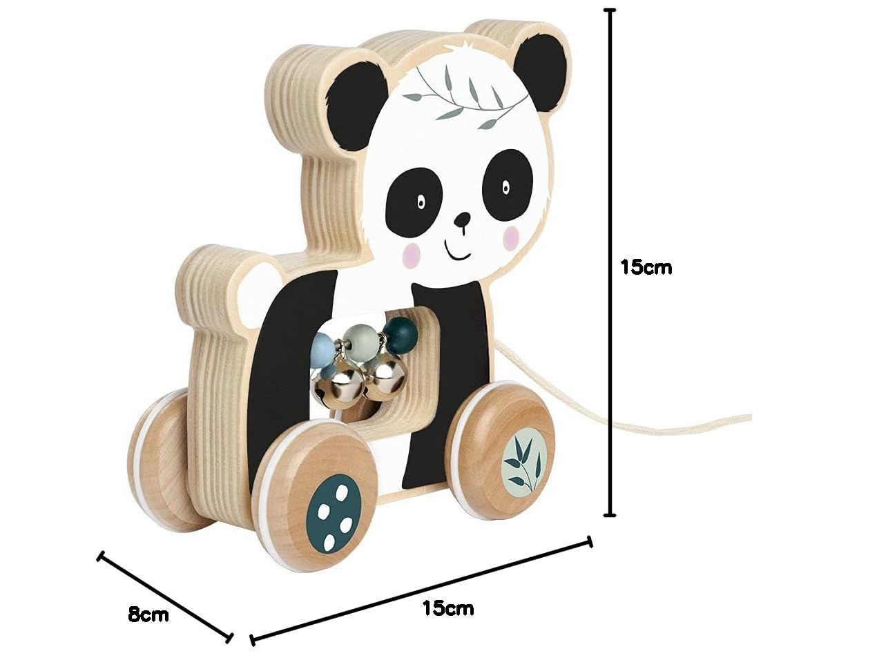 Eichhorn - panda z dźwiękami i ruchem, długość 15 cm, z drewna brzozowego, od 1 roku
