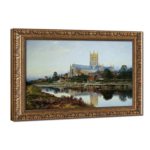 Toile cathédrale de Worcester Angleterre décoration murale salon et bureau 30x45cm