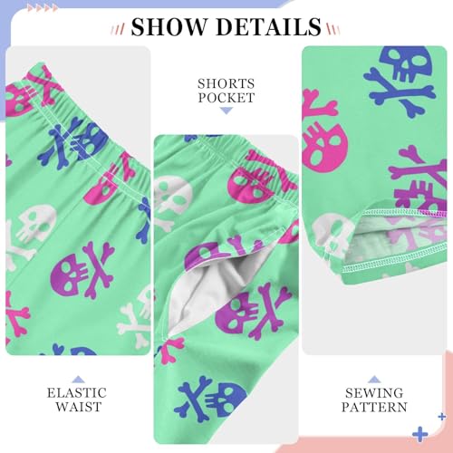 ZZXXB Colorful Pirate Skulls Boys Long Pants Soft Trousers Elastic Waist Kids Lounge Bottoms with Pockets S-XL4