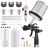 BENTOHKLE R500 LVLP Luftspritzpistole mit 10 Stück 650 ml Einweg-Lackbechern, 1,3/1,5/1,7 mm Düsen und Luftmessgerät, A610 Automobil-Lackierpistole für Autos und Haus, DIY-Malerei