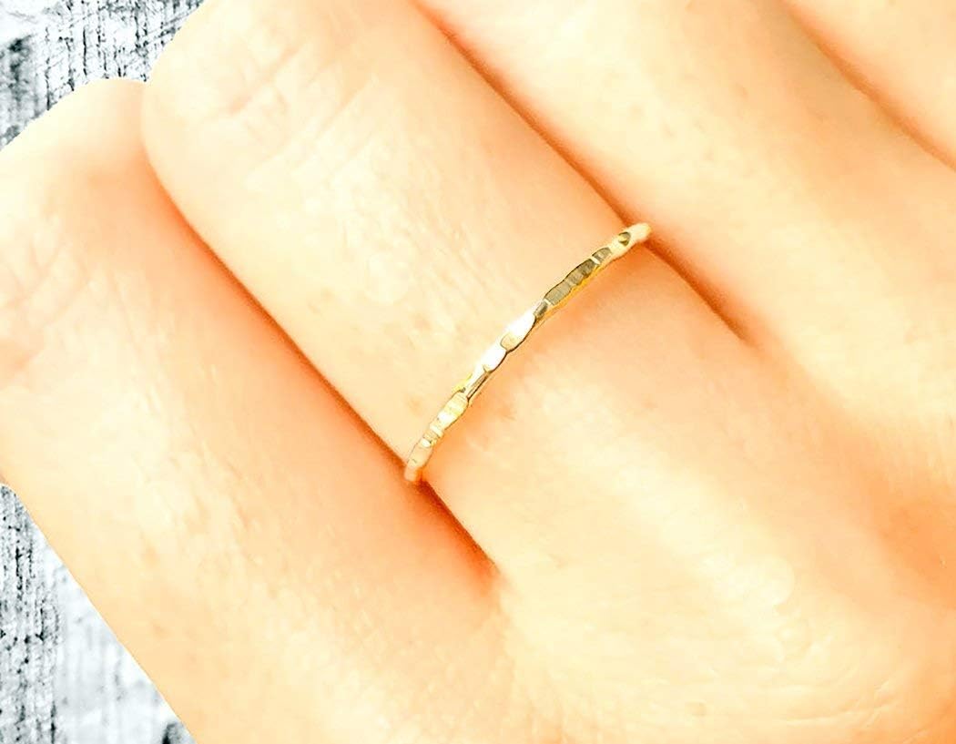 Hammered 14k Gold Filled Stacking Ring • Stackable Band, Available Singly or in Multiples - Image 3