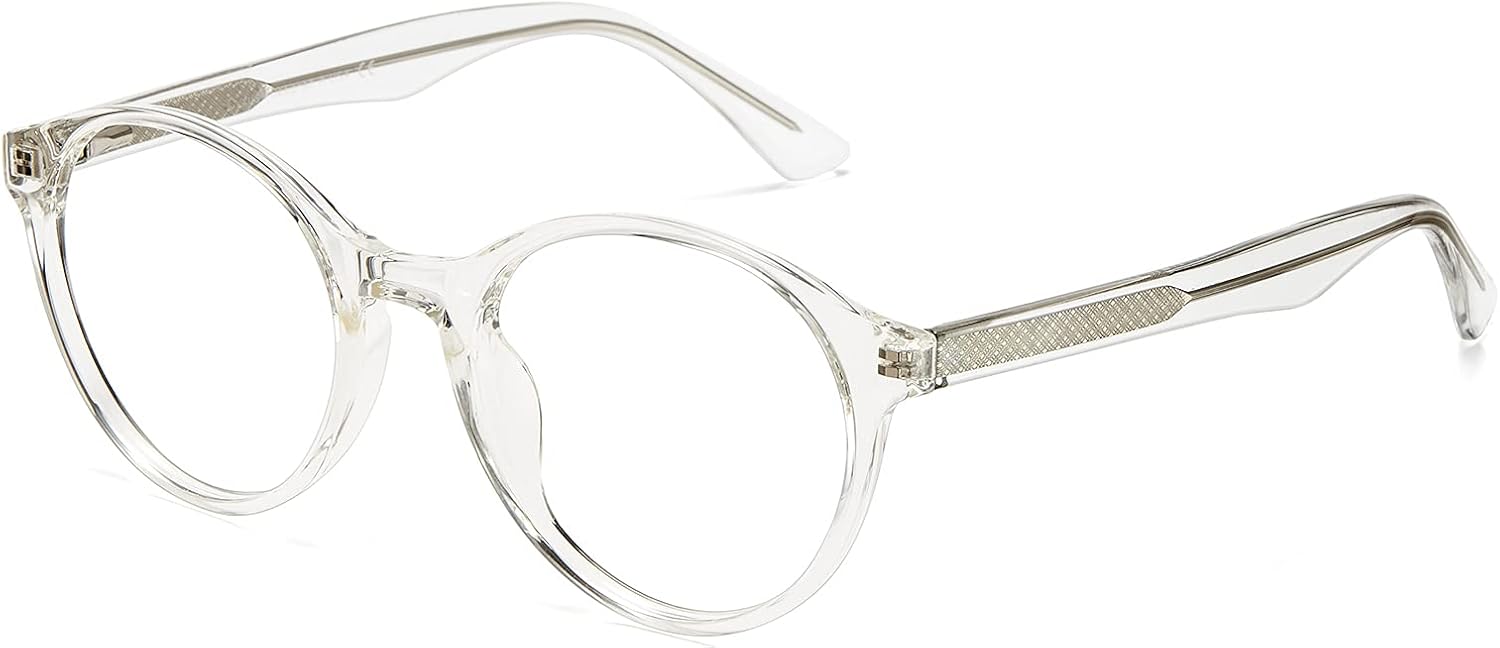 Cyxus Blue Light Glasses Women Men, Tr90 Round Frame, Reduce Eye Strain Anti-Migraine for Computer Office Study 8018