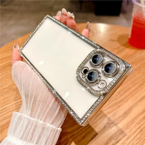 Coque iPhone 13 Pro transparente diamant argent pour style quotidien