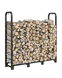 Garvee Firewood Rack Stand 4ft, Steel Log Holder, Wood Pile Storage Organizer, Adjustable Lumber Storage Stacker for Fireplace Fire Pit, Heavy Duty Indoor Outdoor, Matte Black