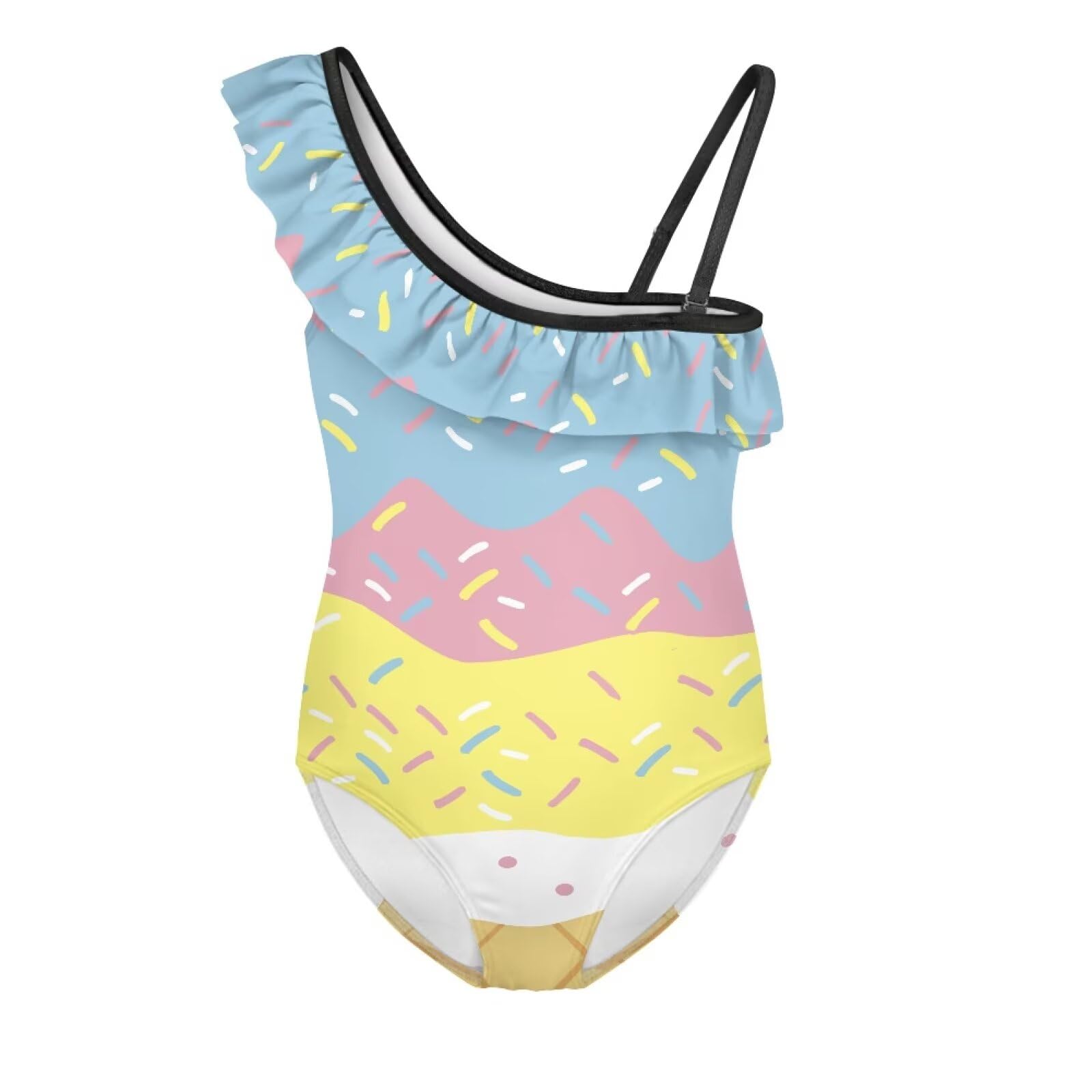 Girls One Piece Bathing Suit,Slim-Fit Ruffle Strap Swimsuit with Adjustable Strap Quick Dry Summer Beach Swim Suit