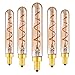 Bombillas LED decorativas de 2W,Candelabros T20/T6 E14 Fliament Luz LED Luz blanca cálida súper cálida de vidrio ámbar 2200K Lámpara colgante tubular de 20W Equivalente no regulable paquete de 5