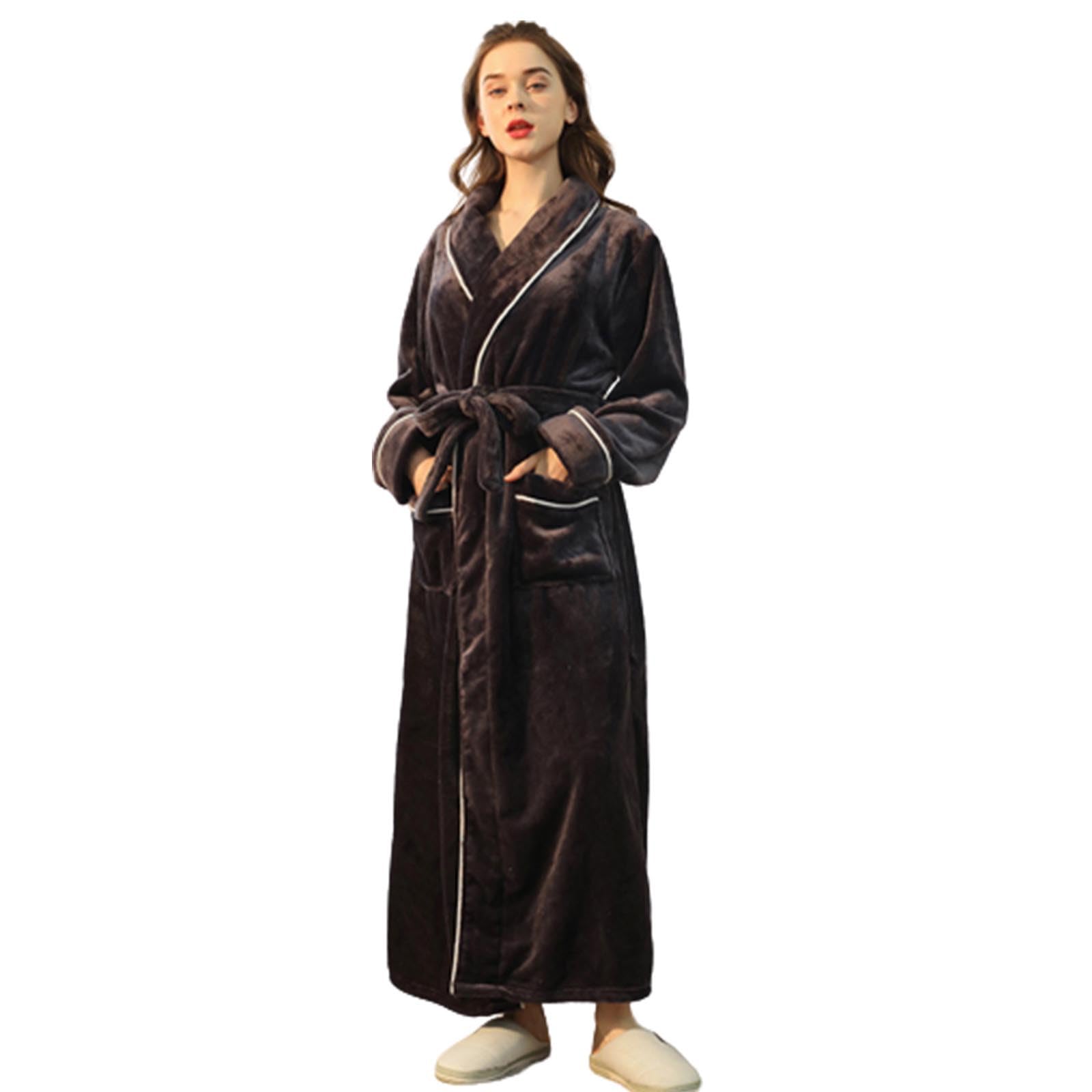Robe De Chambre Femme Polaire Hiver Peignoir Doux Bain Chaud Robes Chic