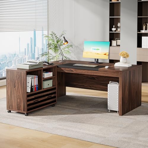 Image of Tribesigns 62.2 inch L-Shaped Executive Desk with Mobile File Cabinet