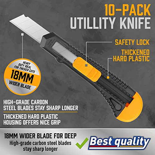 Image of Amartisan 14-Piece Retractable Box Cutter, Utility Knifes for Boxes, Cartons, Cardboard Cutting, 18mm & 9mm Wide Blade Cutter, Very Suitable for Office and Home Use. (Pack of 4)