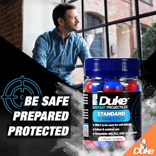 Image of Duke 68 Cal Pepper Ball Projectiles (1% PAVA + 1% CS) - Standard Irritant Projectiles, Non Lethal Pepper Gun Balls for Self Defense Weapons, Home Defense - Round, 3.2g - 3.4g