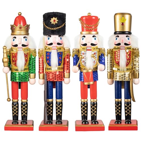 KI Store 4 Stuck 30 cm Weihnachten Nussknacker Groß Holz Nussknacker...