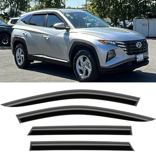 Olltoz Tinted Side Window Vent Visors For Hyundai Kona 2018-2023 - Smoked Rain Guards Deflectors
