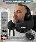 SNUGL Oreiller de voyage – Oreiller de voyage en mousse mémoire Avion – Oreillers à cou pour dormir - Idéal pour le camping en voiture avec sac de transport & Couper - Avion essentiel (adultes réguliers - Noir)