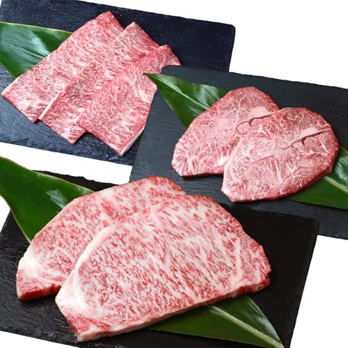 受賞歴多数!! 宮崎牛 ステーキ食べ比べセット「ロース・ミスジ・モモ」[合計1.1Kg]