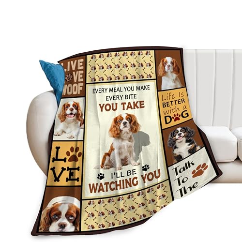 King Charles Cavalier Gifts Blanket, Dog Throw Blankets, King Charles Cavalier Gift for Boys Girls...