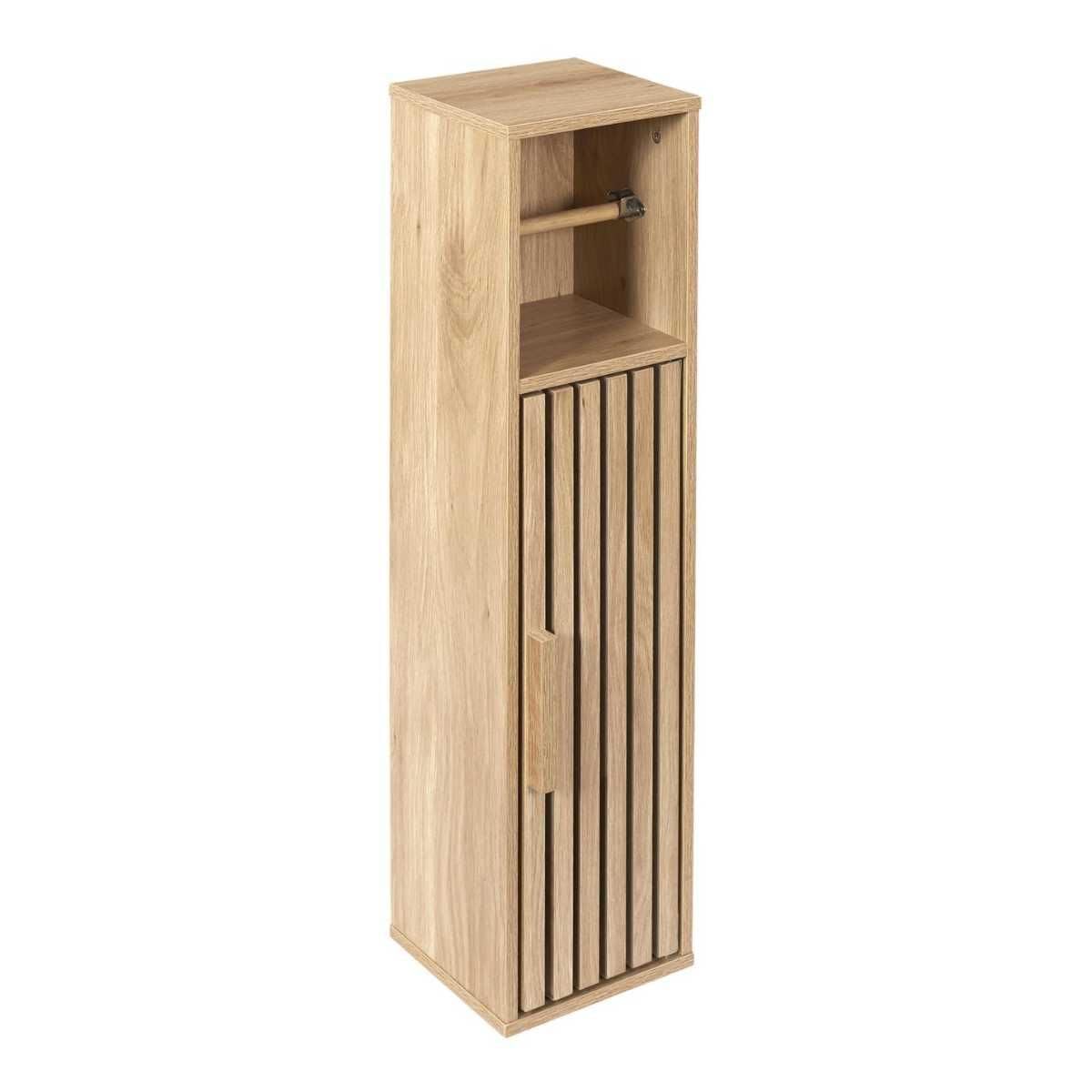 Meuble dérouleur papier toilettes 1 Portes Effet Bois avec Tasseaux - PAJAN