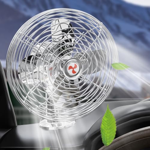 Heavy Duty 12V 8.75-Inch Car Fan,2-Speeds,All-Metal for RVs, Cars, Trucks, etc.Cigarette Lighter Cooling Fan,Helps to Circulate the Air in Your Car.(Cord Length 6FT)
