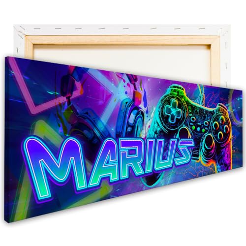 Toile gaming personnalisee prenom comme idee cadeau originale pour deco chambre ado garcon