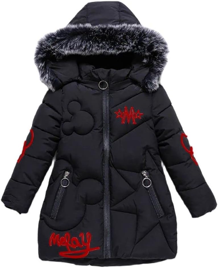 Girls Padded Winter Coat Kids Heavyweight Hooded Puffer Jacket Thermal Outwear