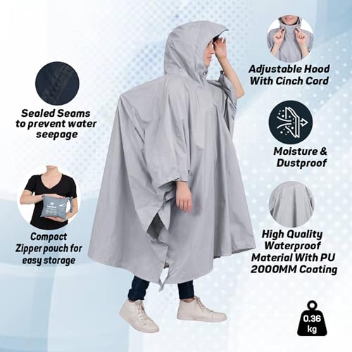 Image of ROCKSPORT Unisex Outdoor Rain Poncho for Adult,Multi Use, Waterproof, Lightweight, Reusable & Packable, One Size Fits Most