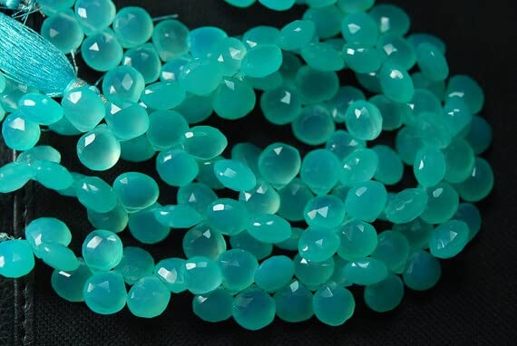 Calcédoine Aqua AAA véritables coeurs percés sans défaut pour bijoux