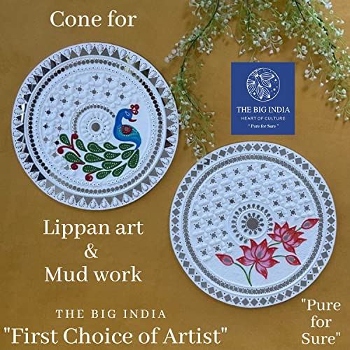 Image of Ceramic Cones & Mirror for Arts & Crafts, Lippan Art, Mandana Art, Texture, Pottery, Liner, DIY Decorative Purposes Kit for Artist, Hobbyists, Boys, Girls Above 5 Year+ (6 Cone & 6 Mirror)