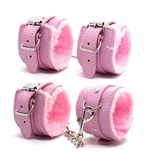 Amaliy Plüsch Handschellen Bondage Set Erotik Handfesseln SM Sex Spielzeug für Paare (Rosa)