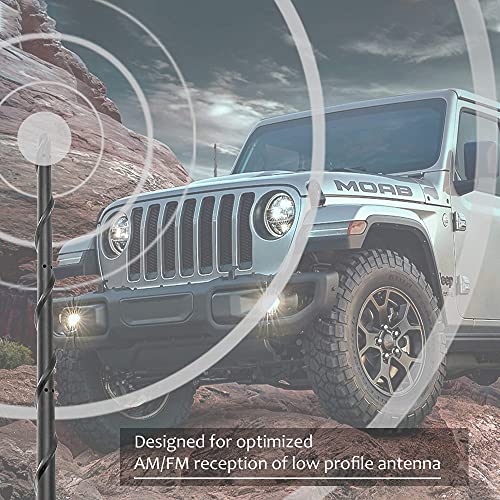 Image of KSaAuto Short Antenna Fits for Jeep Wrangler JK JKU JL JLU Rubicon Sahara Gladiator 2007-2020 | 13 Inch Flexible Rubber Antenna Replacement | Spiral New Designed for Optimized Radio Signal Reception