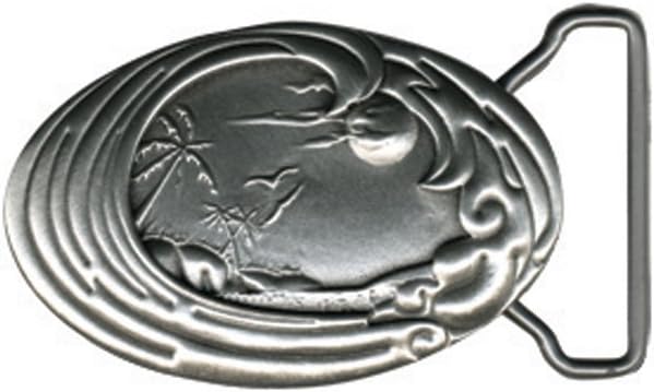 Strickly Boarding Company Beautiful Ocean Wave Scene Lead-Free Pewter Perfection Belt Buckle