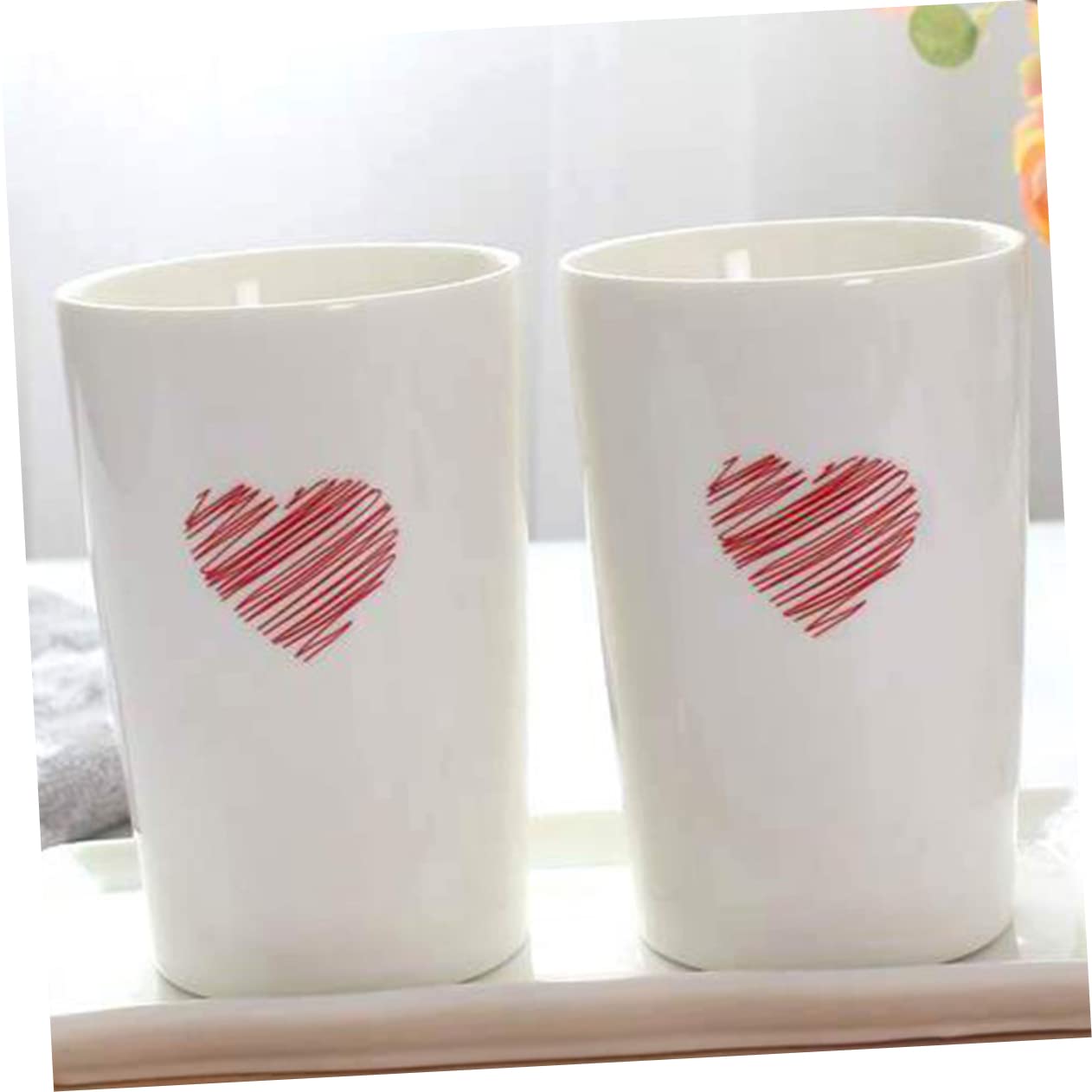 Zerodeko Coppia di Tazze da Risciacquo in Ceramica Rosso 2 Pezzi | Bagno e Scuola, Superficie Liscia e Struttura Robusta, Uso Multiuso per Bevande e Lavaggio Orale