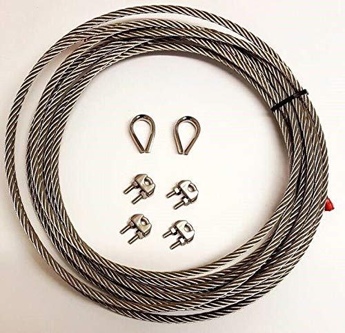 Cavo in acciaio inox di grado nautico A4, con 2 redance e 4 morsetti per corda