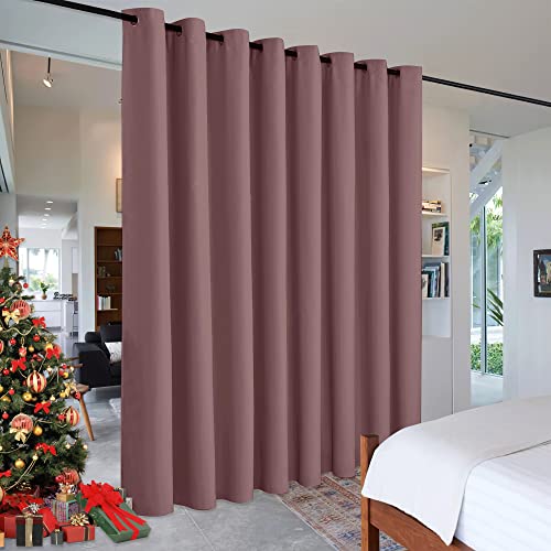 Image of RYB HOME Privacy Room Divider Curtains for Office Bedroom Separation Sound Proof Blanket for Doorway Patio Sliding Glass Door Large Window Curtains Insulating Blackout, W 15 x T 8 ft, Wild Rose