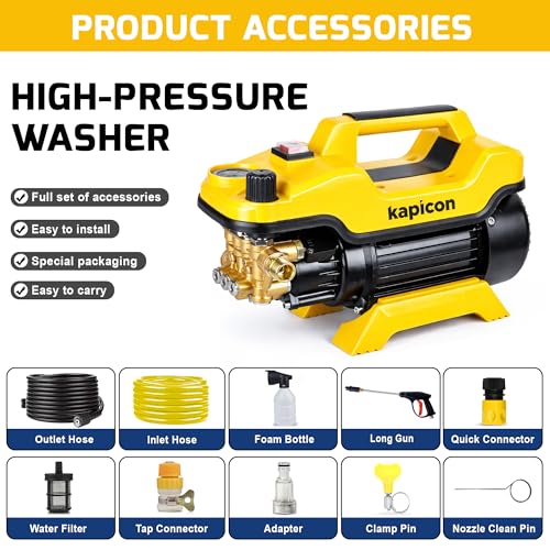 Image of KP-15 High Pressure Washer for Car & Bike | 2200W Copper Motor, 160 Bar, 9L /Min Flow, 8M Hose | Portable Electric Power Washer for Home, Patio & Floor Cleaning