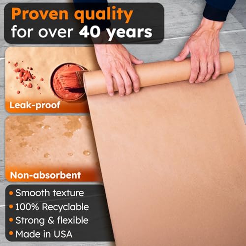Image of 15 inch x 60 Yards (180 feet) Masking Paper Roll (Pack of 4) - Made in USA General Purpose Kraft Masking Paper for Painting - Painters' Protection from Splatter and Overspray