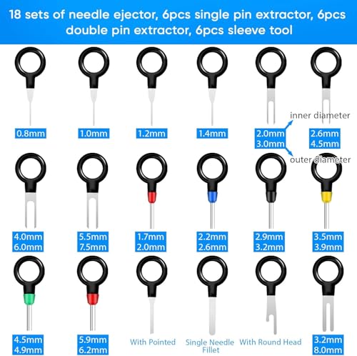 terminal pin removal tool kit 82 pcs depinning electrical connector pin extractor tool set wire terminal release for automotive car household devices - black