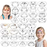 32 Pcs Reusable Face & Body Paint Stencils Kit, Face Tattoo Painting Templates for Kids Face Painting, Party Makeup, Holiday Tattoo Stencils, DIY Art Designs with Hollow-Out Patterns (32P-1220-V1)