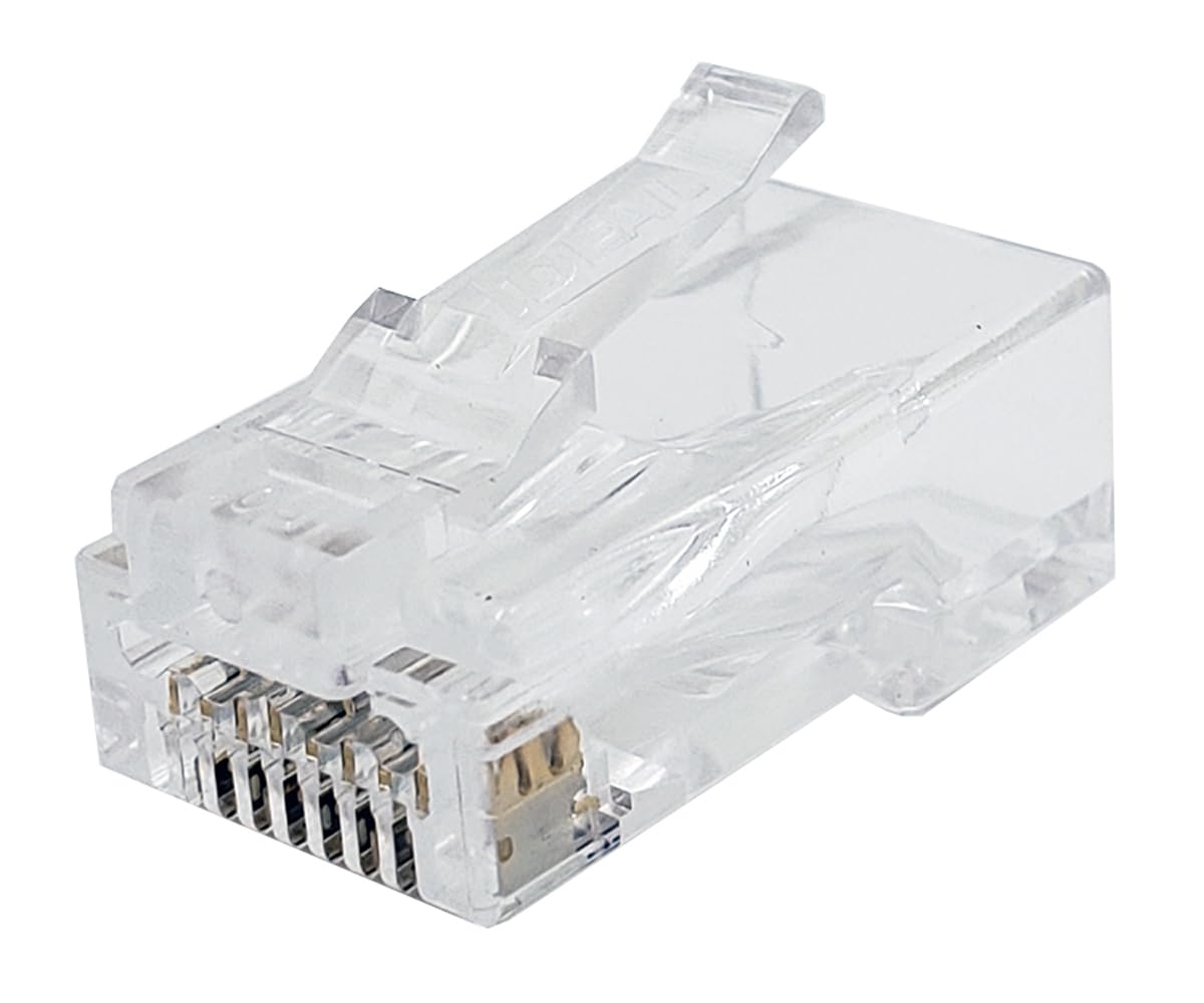 Ideal Electrical 85-385 Unshielded Feed-Thru Modular Plug, Cable Connector for CAT6A/6 Unshielded Cables, 50 Connectors