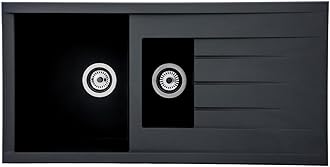 Sink, 60% composite material of minerals and glass fibres, 40% synthetic resin, Black, 100 x 50 cm