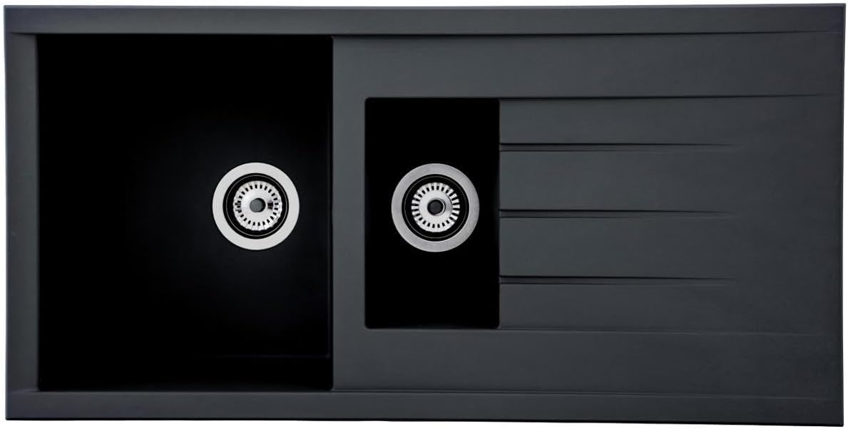 respekta Sink, 60% composite material of minerals and glass fibres, 40% synthetic resin, Black, 100 x 50 cm